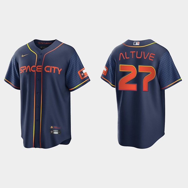Personalized Youth Houston Astros #27 Jose Altuve 2022 Navy City Connect Stitched Jersey