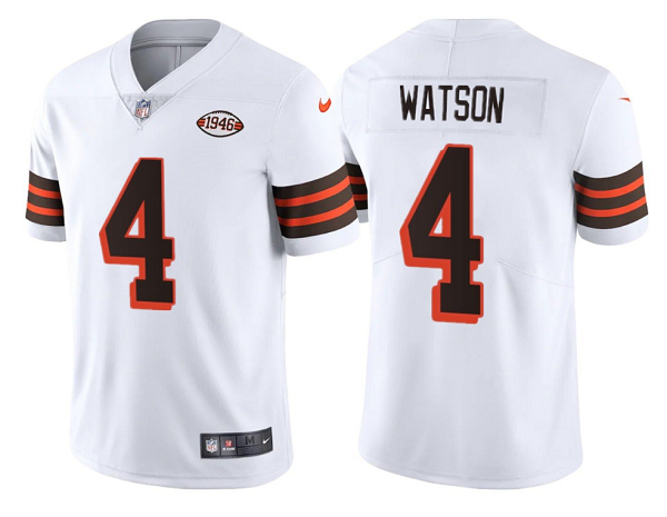 Personalized Youth Cleveland Browns #4 Deshaun Watson White 1946 Collection Untouchable Limited Stitched Jersey