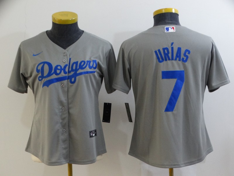 Personalized Women’s Los Angeles Dodgers #7 Julio Urias Grey Cool Base Stitched Jersey(Run Small)