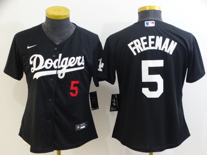 Personalized Women’s Los Angeles Dodgers #5 Freddie Freeman Black Cool Base Stitched Baseball Jersey(Run Small)