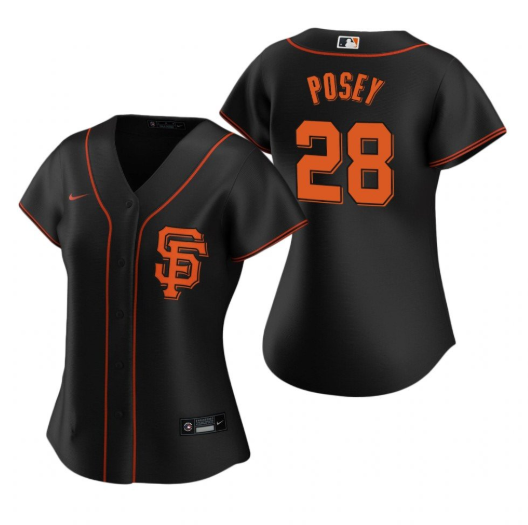 Personalized Women’s San Francisco Giants #28 Buster Posey Black Cool Base Stitched Jersey(Run Smalluff09