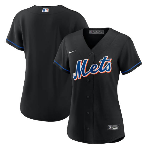 Personalized Women’s New York Mets Blank 2022 Black Cool Base Stitched MLB Jersey(Run Small)