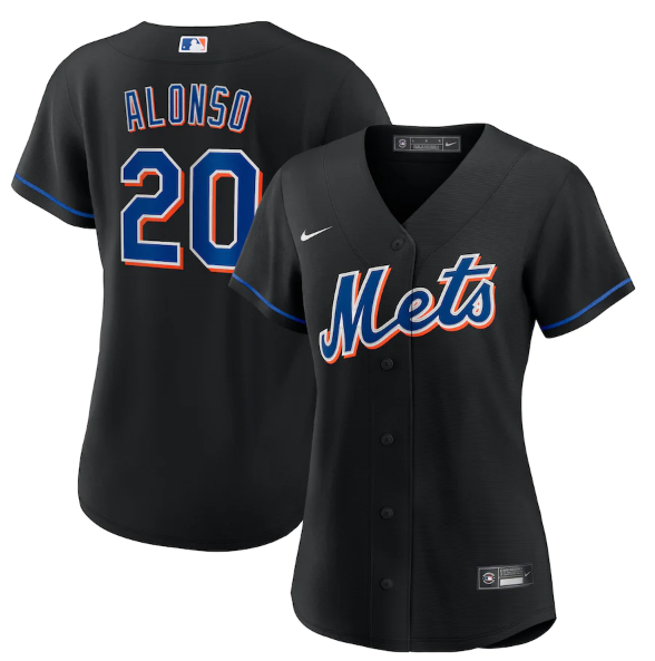 Personalized Women’s New York Mets #20 Pete Alonso 2022 Black Cool Base Stitched MLB Jersey(Run Small)