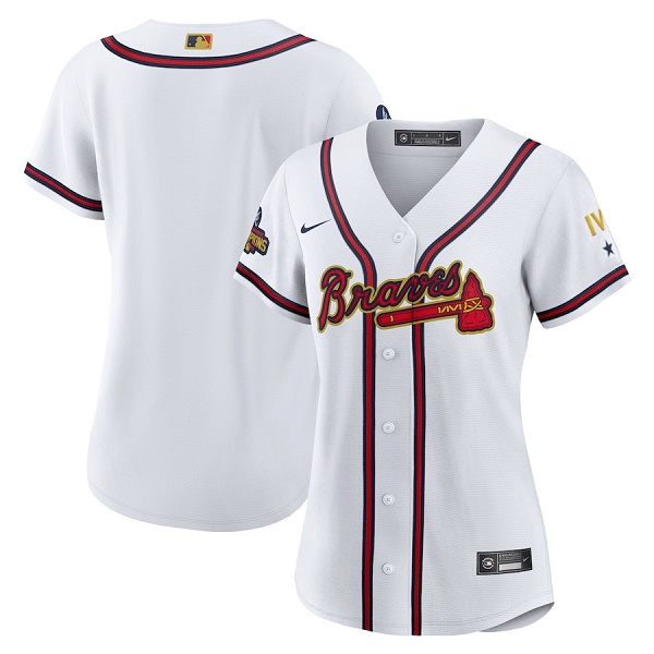 Personalized Women’s Atlanta Braves Blank White Cool Base Stitched Jersey(Run Small)