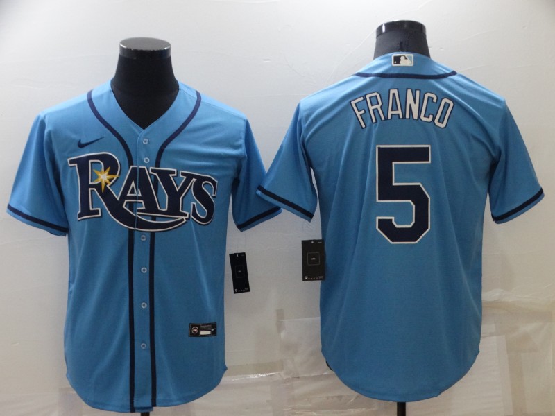Personalized Men’s Tampa Bay Rays #5 Wander Franco Blue Cool Base Stitched Baseball Jersey