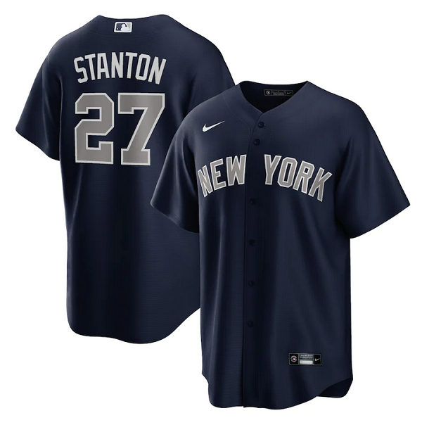 Personalized Men’s New York Yankees #27 Giancarlo Stanton Navy Cool Base Stitched Baseball Jersey