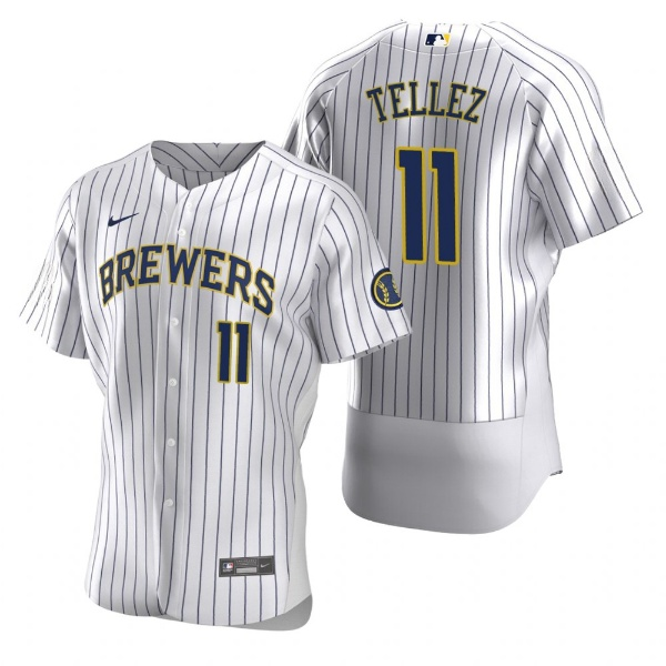 Personalized Men’s Milwaukee Brewers #11 Rowdy Tellez White Flex Base Stitched MLB Jersey