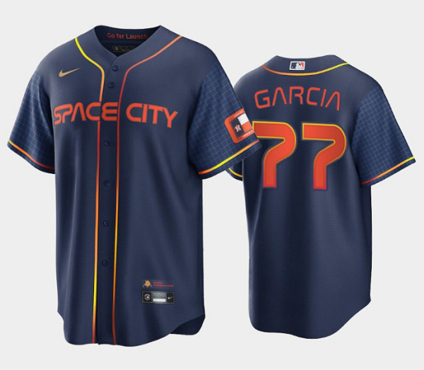 Personalized Men’s Houston Astros #77 Luis Garcia 2022 Navy City Connect Cool Base Stitched Jersey