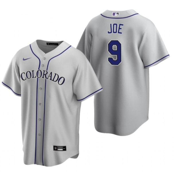 Personalized Men’s Colorado Rockies #9 Connor Joe Grey Stitched Baseball Jersey