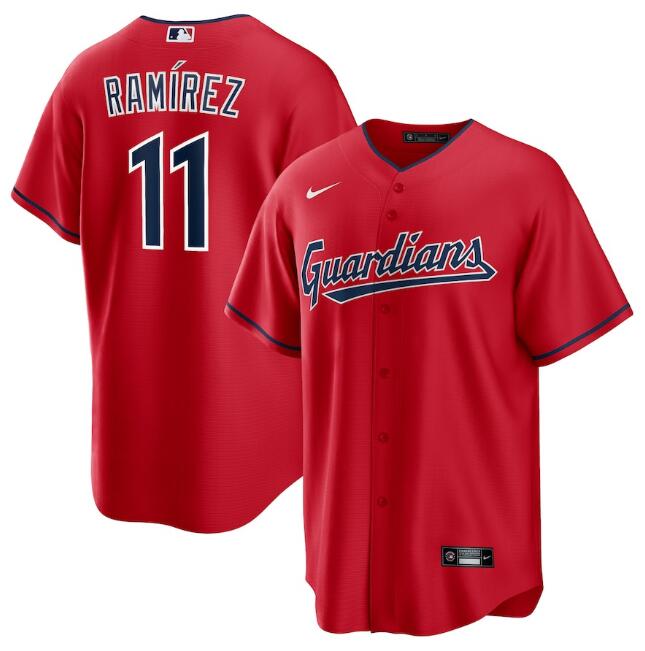 Personalized Men’s Cleveland Guardians #11 José Ramírez Red Cool Base Stitched Baseball Jersey