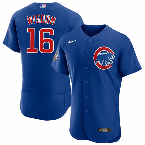 Personalized Men’s Chicago Cubs #16 Patrick Wisdom Blue Flex Base Stitched Jersey