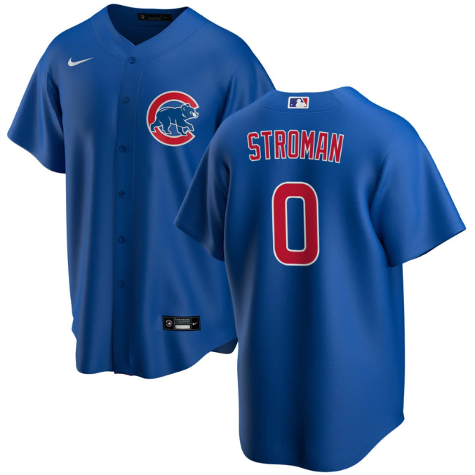 Personalized Men’s Chicago Cubs #0 Marcus Stroman Blue Cool Base Stitched Baseball Jersey