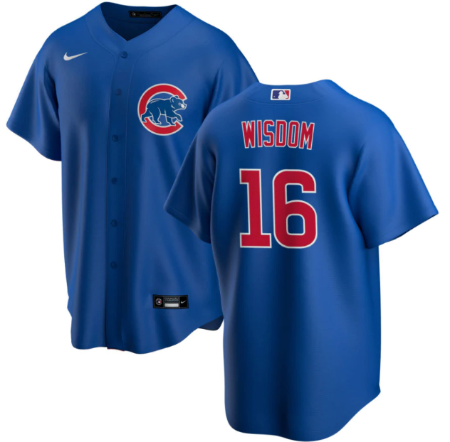 Personalized Men’s Chicago Cubs #16 Patrick Wisdom Blue Cool Base Stitched Baseball Jersey