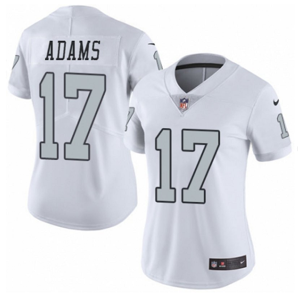 Personalized Women’s Las Vegas Raiders #17 Davante Adams White Color Rush Limited Stitched Jersey(Run Small)