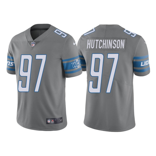 Personalized Men’s Detroit Lions #97 Aidan Hutchinson Grey NFL Draft Untouchable Limited Stitched Jersey