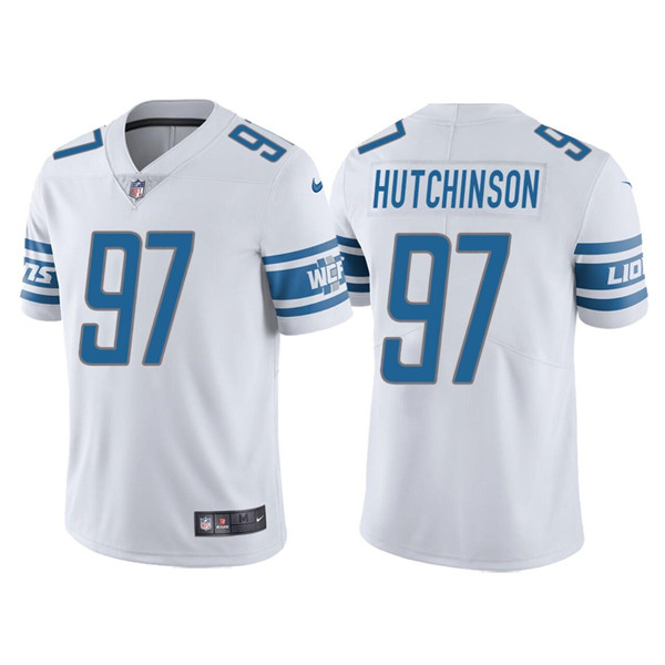 Personalized Men’s Detroit Lions #97 Aidan Hutchinson White NFL Draft Untouchable Limited Stitched Jersey