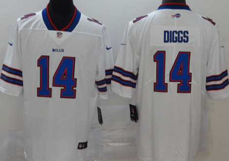 Personalized Bills #14 Stefon Diggs white Men’s Stitched NFL 100th Season Untouchable Limited Jersey