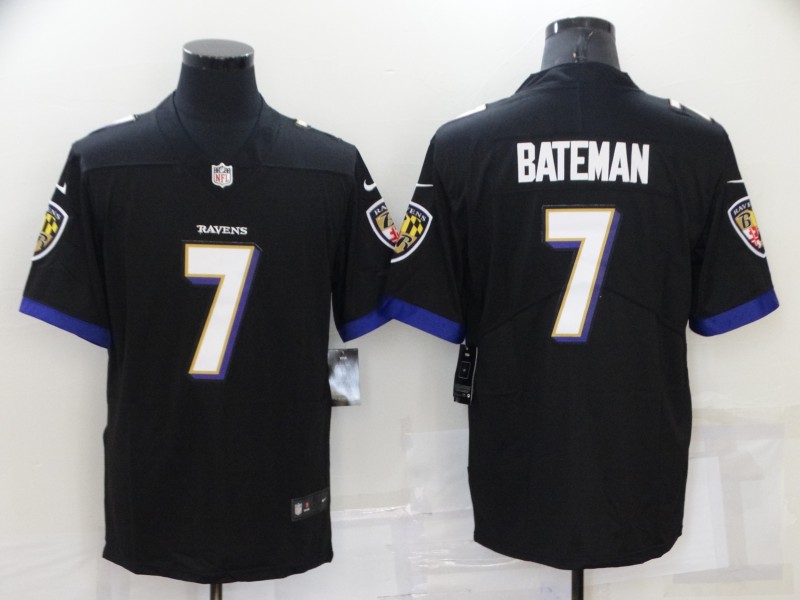 Personalized Men’s Baltimore Ravens #7 Rashod Bateman Black Untouchable Limited Stitched Jersey