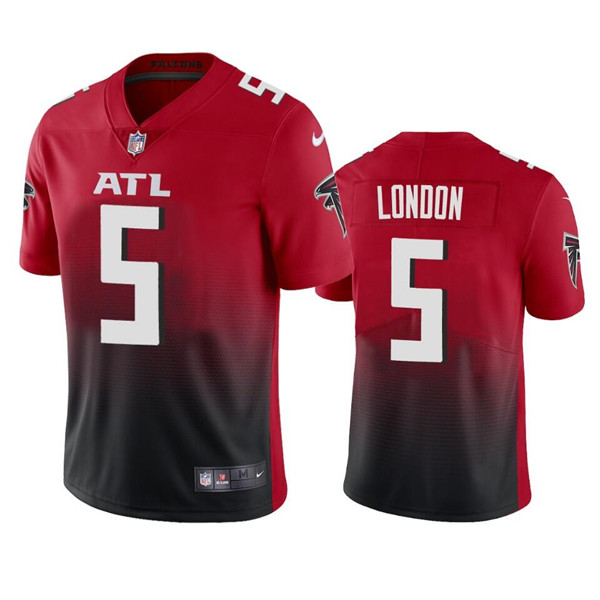 Personalized Men’s Atlanta Falcons #5 Drake London Red Black NFL Draft Untouchable Limited Stitched Jersey