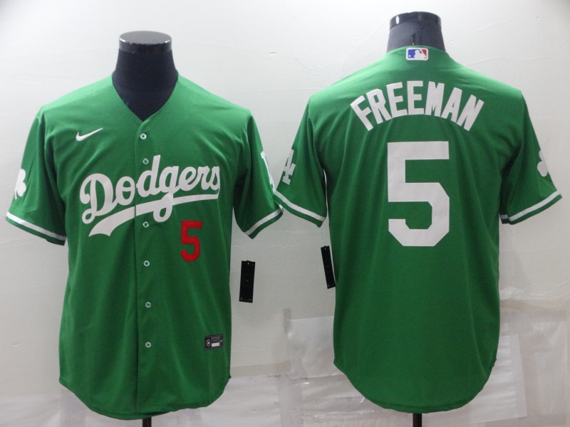 Personalized Men’s Los Angeles Dodgers #5 Freddie Freeman Green Stitched Baseball Jersey