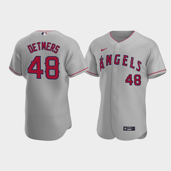 Personalized Men’s Los Angeles Angels #48 Reid Detmers Grey Flex Base Stitched Jersey