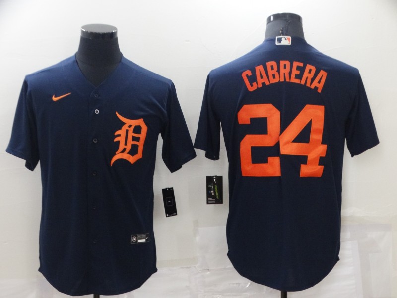 Personalized Men’s Detroit Tigers #24 Miguel Cabrera Navy Cool Base Stitched Jersey