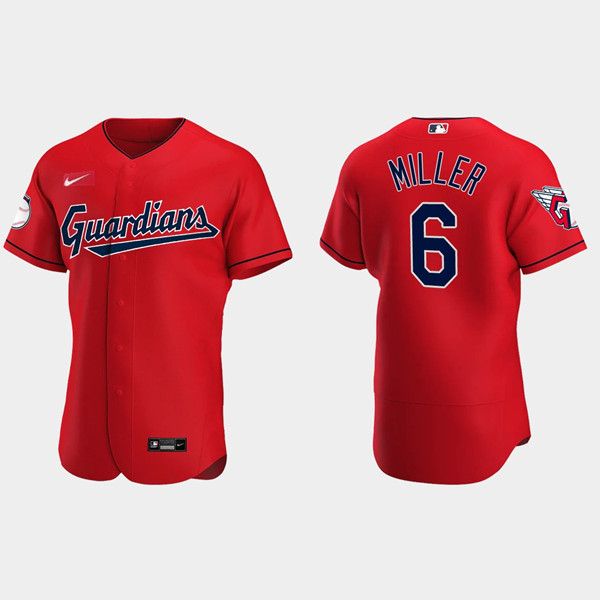 Personalized Men’s Cleveland Guardians #6 Owen Miller Red Flex Base Stitched Jersey