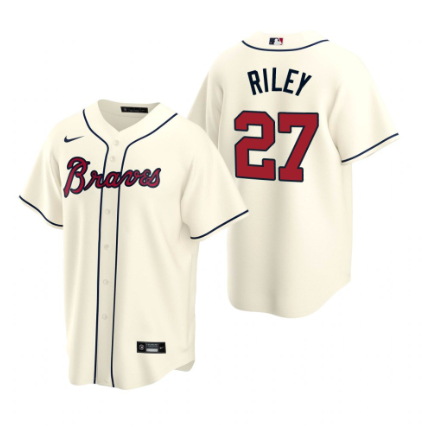 Personalized Men’s Atlanta Braves #27 Austin Riley Cream Cool Base Stitched Jersey