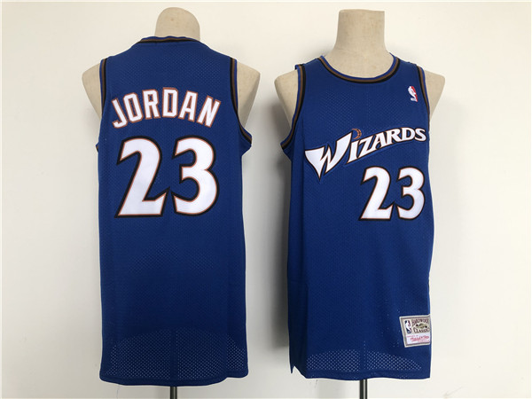 Personalized Men’s Washington Wizards #23 Michael Jordan Blue Throwback Stitched Jersey