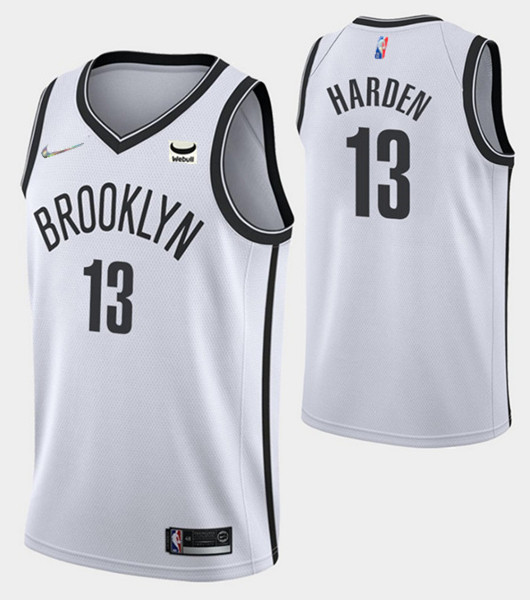 Personalized Men’s Brooklyn Nets #13 James Harden White 75th Anniversary Association Edition Stitched NBA Jersey