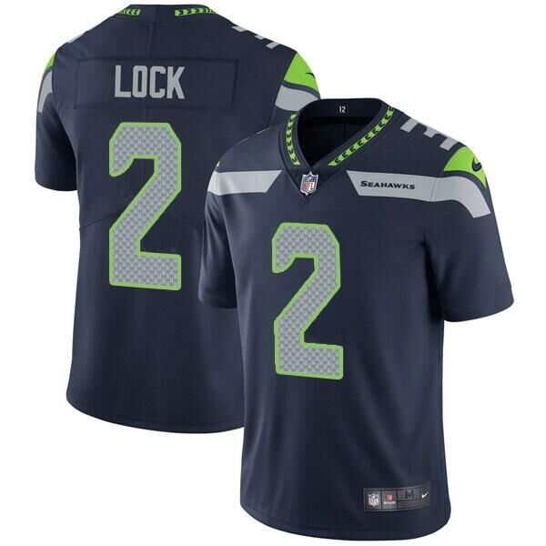Personalized Men’s Seattle Seahawks #2 Drew Lock Navy Untouchable Limited Stitched Jersey