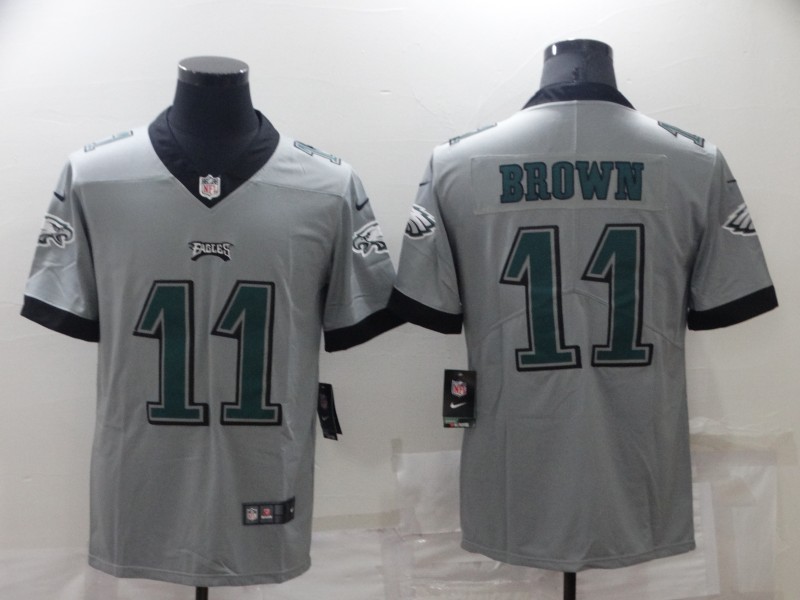 Personalized Men’s Philadelphia Eagles #11 A. J. Brown Grey Untouchable Limited Stitched Jersey