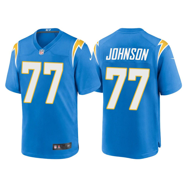 Personalized Men’s Los Angeles Chargers #77 Zion Johnson Blue Limited Stitched Jersey
