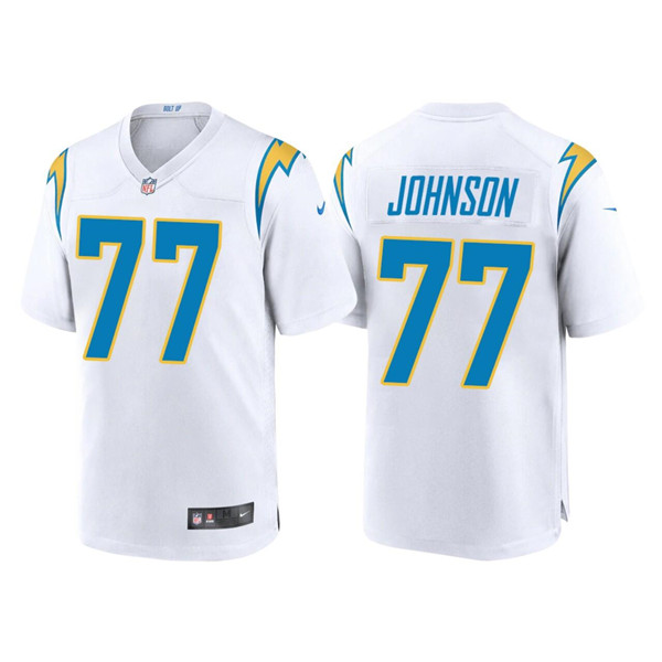 Personalized Men’s Los Angeles Chargers #77 Zion Johnson White Limited Stitched Jersey