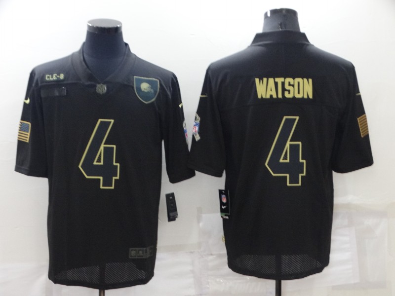 Personalized Men’s Cleveland Browns #4 Deshaun Watson Black Salute To Service Limited Stitched Jersey