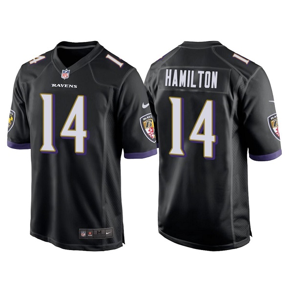 Personalized Men’s Baltimore Ravens #14 Kyle Hamilton Black Stitched Game Jersey