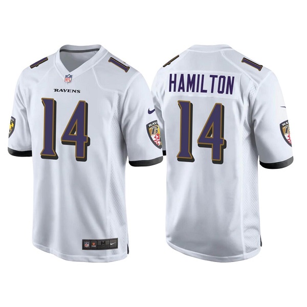Personalized Men’s Baltimore Ravens #14 Kyle Hamilton White Stitched Game Jersey