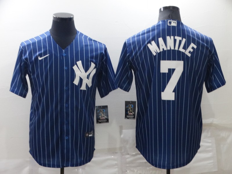 Personalized Men’s New York Yankees #7 Mickey Mantle Navy Cool Base Stitched Jersey