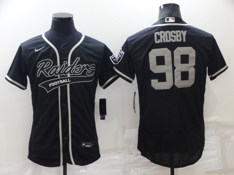 Personalized Men’s Las Vegas Raiders #98 Maxx Crosby Black Flex Base Stitched Jersey