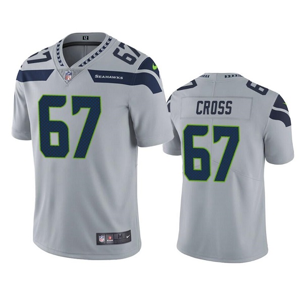 Personalized Men’s Seattle Seahawks #67 Charles Cross Grey Untouchable Limited Stitched Jersey