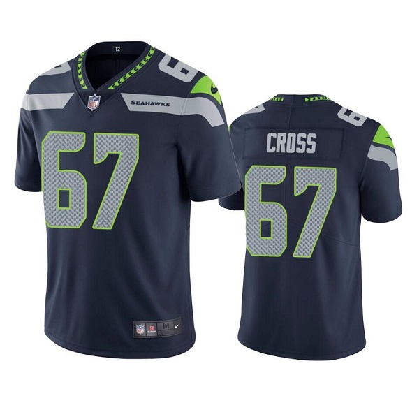 Personalized Men’s Seattle Seahawks #67 Charles Cross Navy Untouchable Limited Stitched Jersey