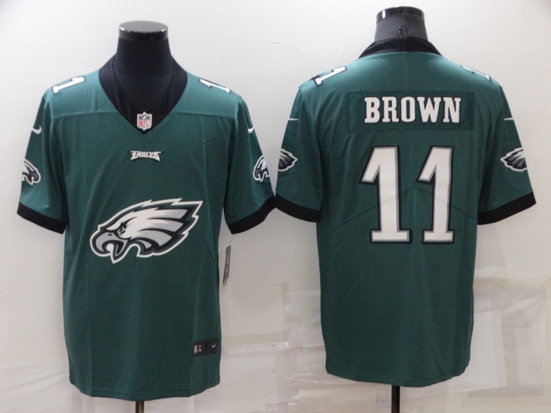 Personalized Men’s Philadelphia Eagles #11 A. J. Brown Green Team Big Logo Limited Stitched Jersey