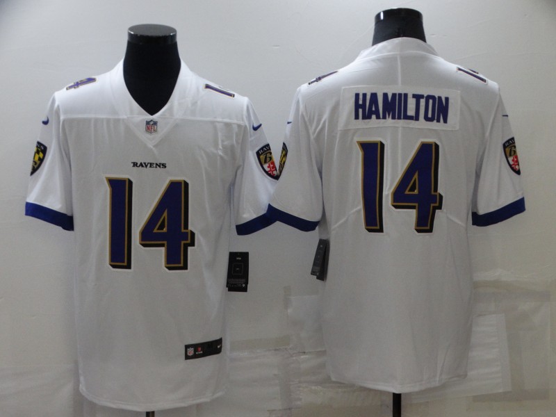 Personalized Men’s Baltimore Ravens #14 Kyle Hamilton White Untouchable Limited Stitched Jersey