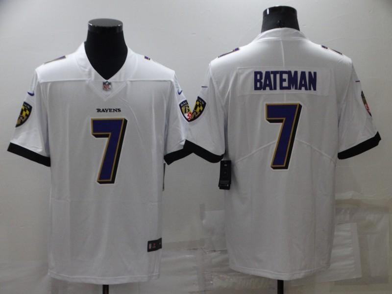 Personalized Men’s Baltimore Ravens #7 Rashod Bateman White Untouchable Limited Stitched Jersey