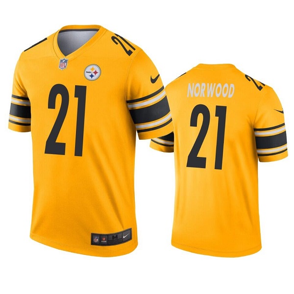 Personalized Men’s Pittsburgh Steelers #21 Tre Norwood Gold Inverted Legend Stitched Jersey