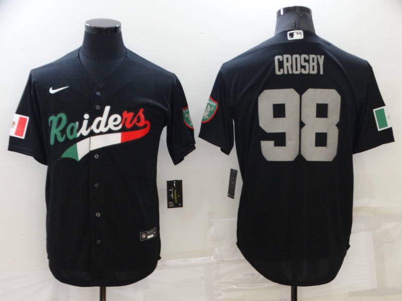 Personalized Men’s Las Vegas Raiders #98 Maxx Crosby Black Mexico Stitched Jersey