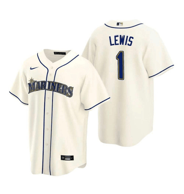 Personalized Seattle Mariners #1 Lewis Cream Jersey