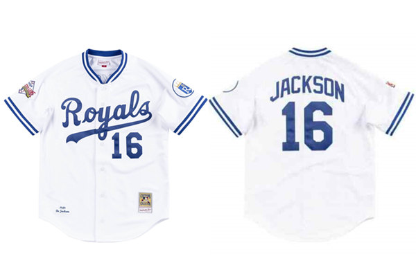 Personalized Men’s Kansas City Royals #16 Bo Jackson 1989 White Stitched Jersey