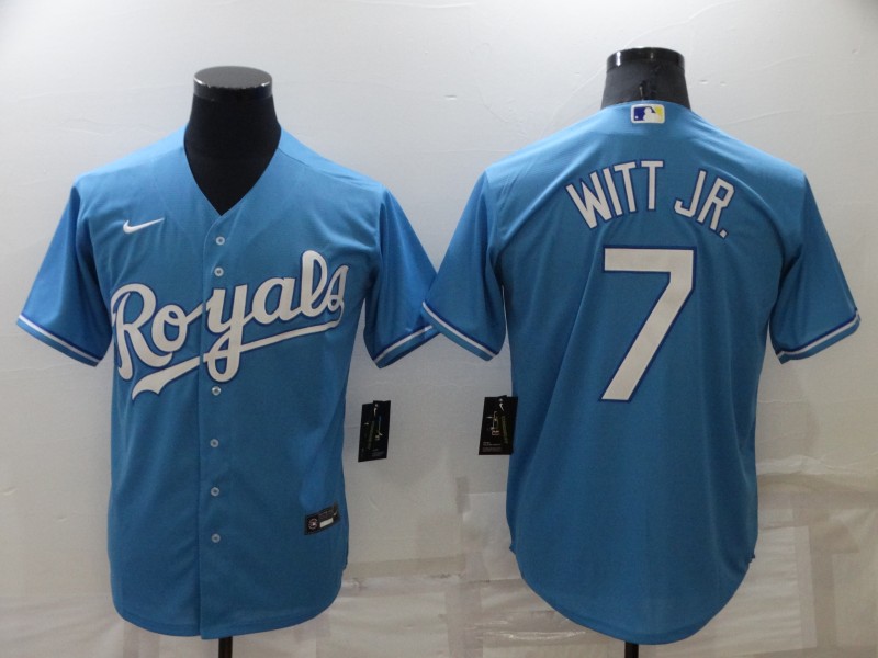 Personalized Men’s Kansas City Royals #7 Bobby Witt Jr. Light Blue Cool Base Stitched Jersey