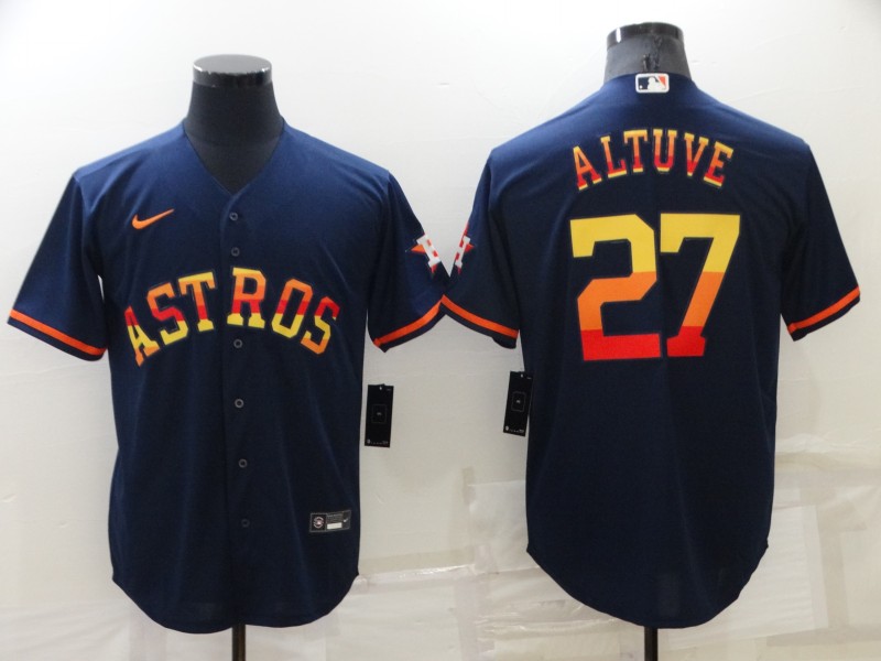 Personalized Men’s Houston Astros #27 Jose Altuve 2022 Navy Cool Base Stitched Jersey